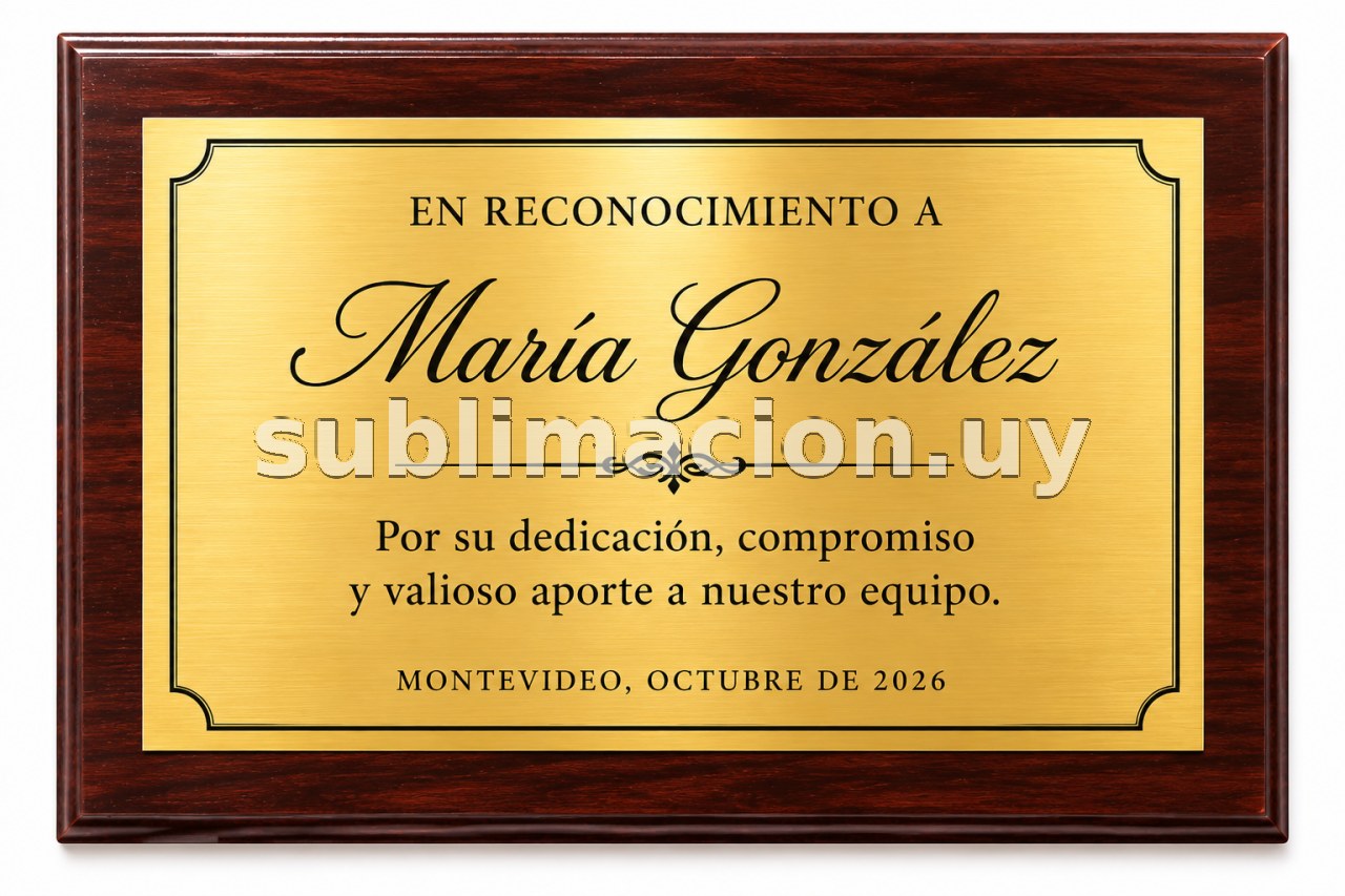 Placa sublimada dorada personalizada 20 x 30 cm