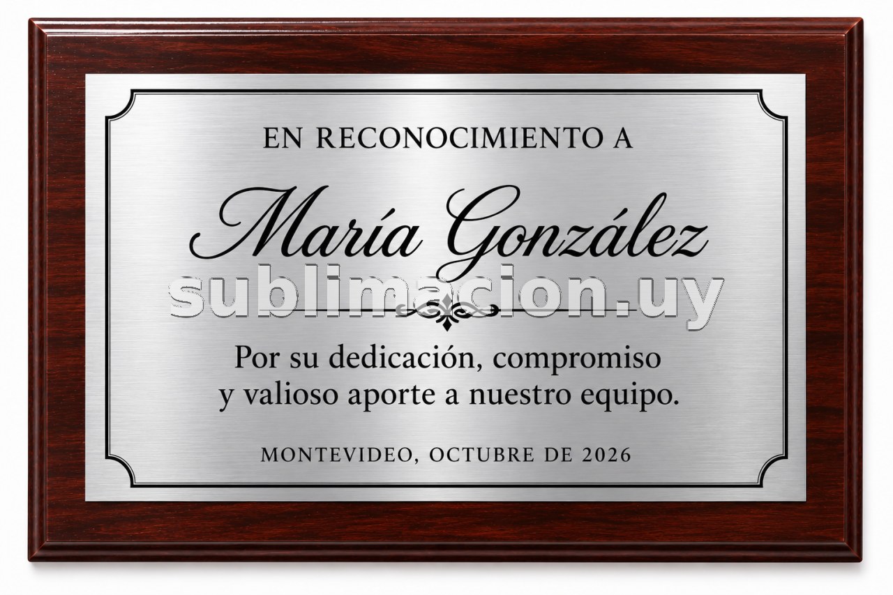 Placa sublimada plateada personalizada 20 x 30 cm